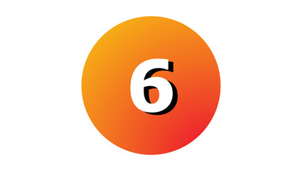 number 6 on orange circle on transparent background