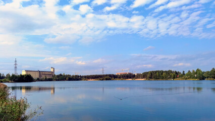 View of the flooded sand quarry. St. Petersburg. Russia