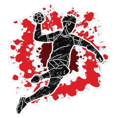 Handball Sport Male Player Action Cartoon Graphic Vector