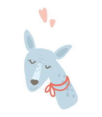 Illustration of cartoon roe deer, fawn. Hand-drawn children's illustration of animals for books, postcards, printing on clothes, toys.