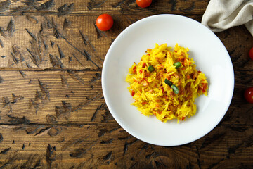 Healthy vegan rice with vegetables