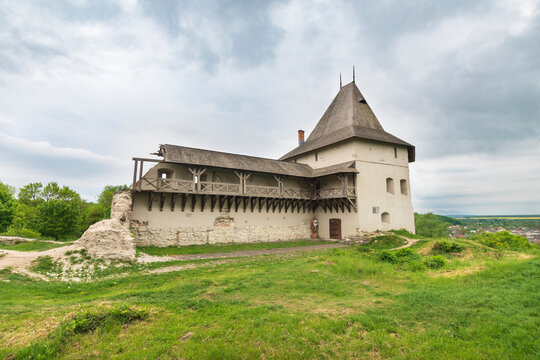 Castle of Halych below an overcast sky at summer day in Ukraine