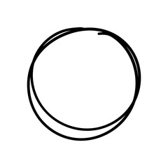 Scribble circle sketch line text frame isolated on white background.
