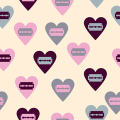 seamless pattern with hearts and blade inside. unhappy love