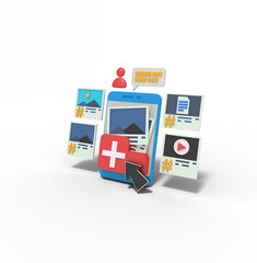 3d illustration of collection image on phone