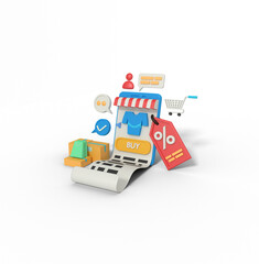 3d Illustration of online shop discount