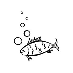 Sea fish with bubbles isolated on background