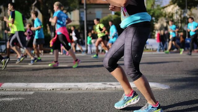 Half marathon in the city - Marseille Cassis in France volontary blurred - Olympic Games