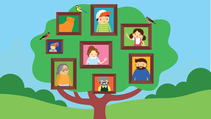Obraz na płótnie Canvas family tree from photos of family members