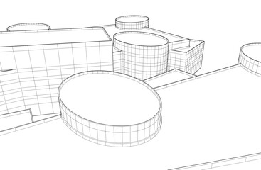 Fototapeta na wymiar Modern building architectural drawing vector illustration