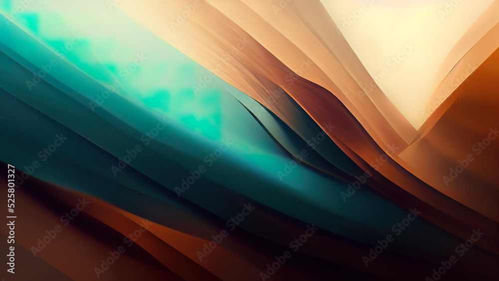 Poster brown, turquoise, black, blue wallpaper. abstract shapes. digital painting.