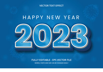 Happy new year 2023. New year celebration with a fireworks rocket launch from the open gift box and 3D number