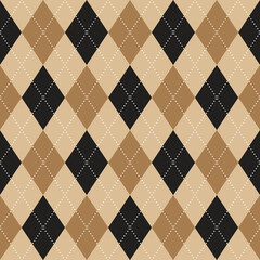 Black Beige Brown Diamond Square Argyle Diagonal Dash Line Abstract Shape Element Gingham Checkered Pattern Illustration Wrapping Paper, Picnic Mat, Tablecloth, Fabric Background