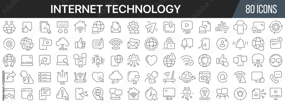 Fototapete Internet technology line icons collection. Big UI icon set in a flat design. Thin outline icons pack. Vector illustration EPS10