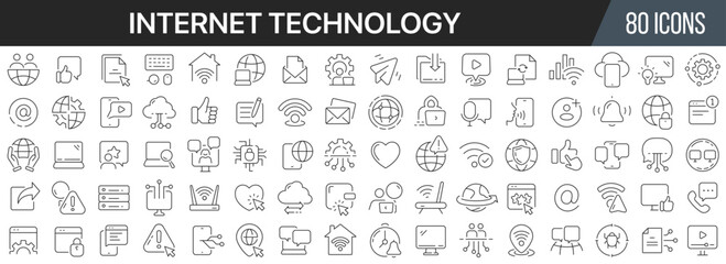 Internet technology line icons collection. Big UI icon set in a flat design. Thin outline icons pack. Vector illustration EPS10