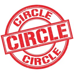 CIRCLE text written on red stamp sign