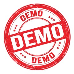 DEMO text written on red round stamp sign