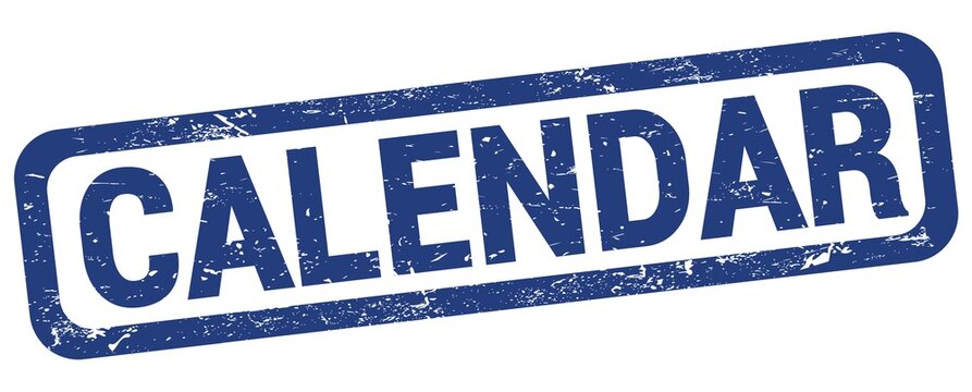 CALENDAR text written on blue rectangle stamp.