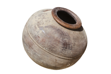 Ancient Cypriot Greek Roman terracotta clay wine pot, png stock photo file cut out and isolated on a transparent background
