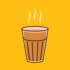 Indian hot drink vector. Indian chai icon. Chai is Indian drink. 