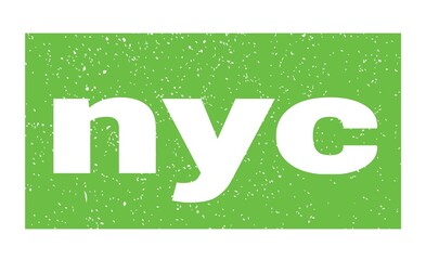 nyc text written on green stamp sign.