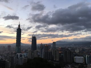 Fototapeta na wymiar 台北の街と夕焼け
