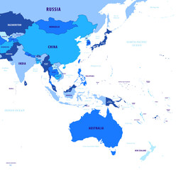 アジア太平洋地図国名入り Vector of pacific Asia map   © Tkz26 Graphics