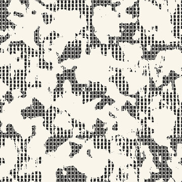 Monochrome Distressed Mesh Textured Camouflage Pattern