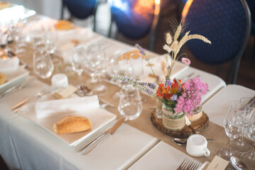 Décoration de table de mariage, thème campagne