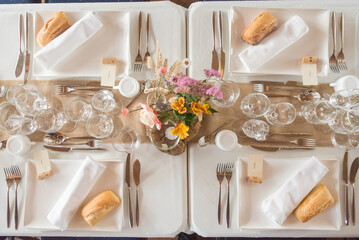 Décoration de table de mariage, thème campagne