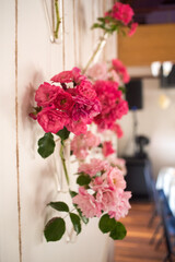 Décoration de table de mariage, fleurs, roses