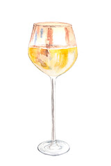 Glass filled with white wine