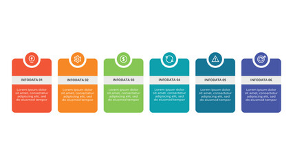 Rectangle concept for infographic with 6 steps, options, parts or processes. Business data visualization.