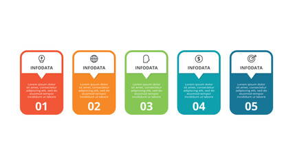 Rectangle concept for infographic with 5 steps, options, parts or processes. Business data visualization.