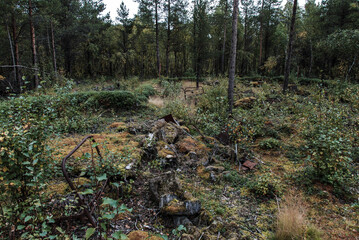 The ruins of Skoganvarre field hospital from World War II in the Finnmark region of Norway, urbex