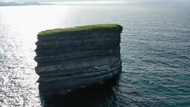 Aerial view of the Dun Briste sea stick at Downpatrick head, County Mayo - Republic of Ireland