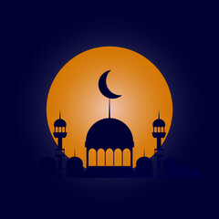 mosque in night. ramadan kareem. design about Islam to welcome the month of Ramadan. 