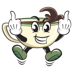 cartoon smart cup illustration vector mad and give midle finger
