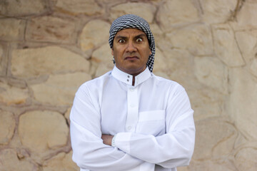 Portrait of an angry and stern Arab man