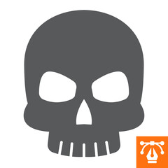 Skull solid icon, glyph style icon for web site or mobile app, halloween and dead, cranium vector icon, simple vector illustration, vector graphics with editable strokes.