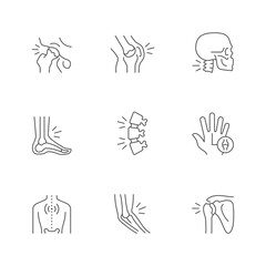 Set line icons of joint pain