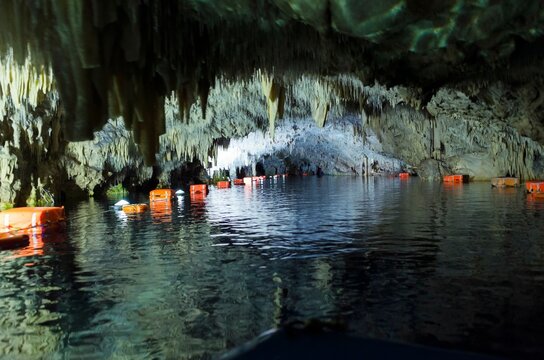 The magnificent and majestic caves of Diros in Greece. A spectacular sight of stalacites and stalagmites which took millions of years to form.The cave is located underground and can be viewed by boat.