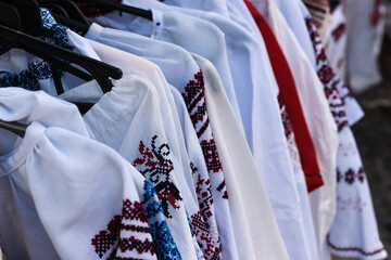 Ukrainian national clothes. Tradicional embroidered shirt.