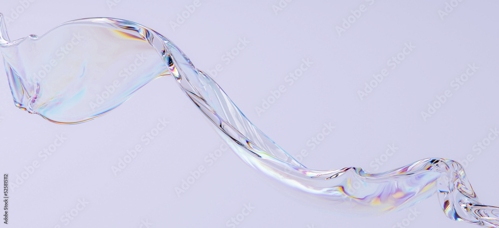 Wall mural liquid flow thin film spectrum and chromatic aberration dispersion effect, 3d rendering abstract dyn