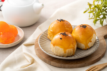 Moon cake yolk pastry for Mid-Autumn Festival holiday.