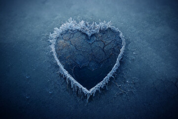 Beautiful heart made of ice. Symbol of love from cold ice. An unusual gift for Valentine's Day. Brilliant piece of ice in the shape of a heart