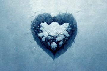 Symbol of love from cold ice. Brilliant piece of ice in the shape of a heart. Beautiful heart made of ice. An unusual gift for Valentine's Day