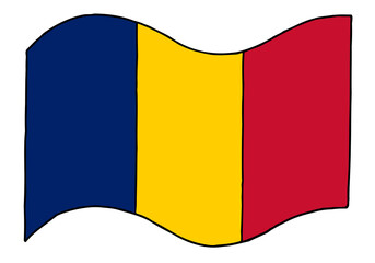 Fototapeta premium Flag of Romania in doodle style. Hand Drawn. Freehand drawing. Doodle. Sketch. Outline.