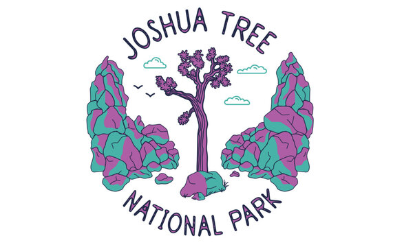 Joshua Tree National Park Drawing With Typography Design