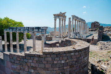 Ancient city of Pergamon (Bergama) located in izmir city of Turkey, ancient Greek civilization, archaeological site in turkey